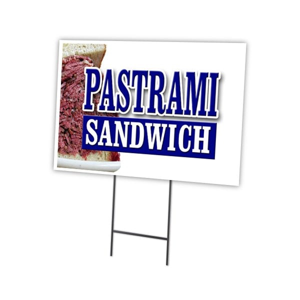 Pastrami Sandwich Yard Sign & Stake outdoor plastic coroplast window, C-1216-DS-Pastrami Sandwich